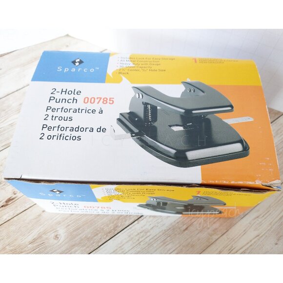 Sparco Paper Punch Two Hole Black 00785 Metal 30 Sheet Capacity ¼” Hole Size - Picture 10 of 11